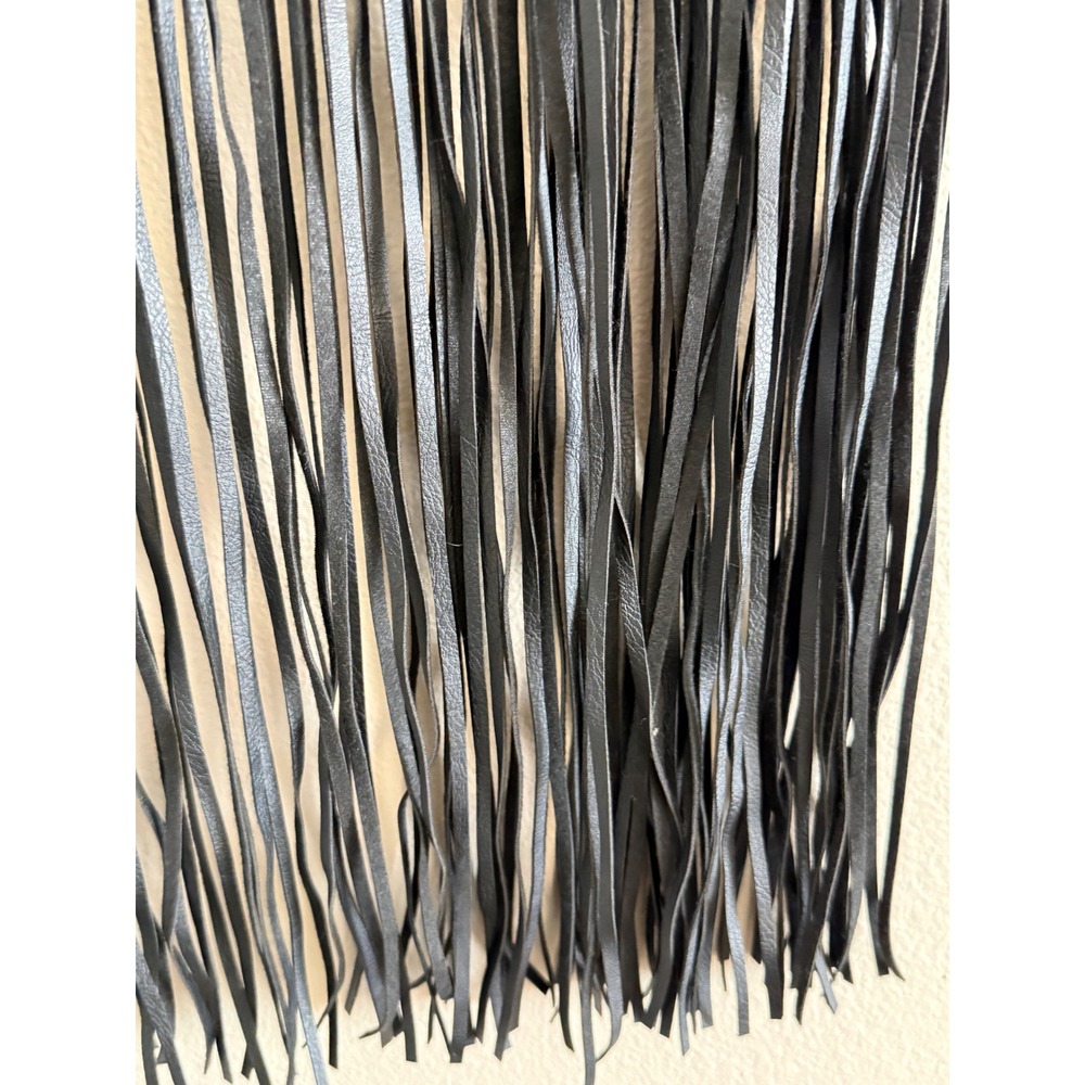 Western‎ Black Faux Leather Fringe Belt Skirt Double Buckle Festival Cowgirl - Picture 7 of 8